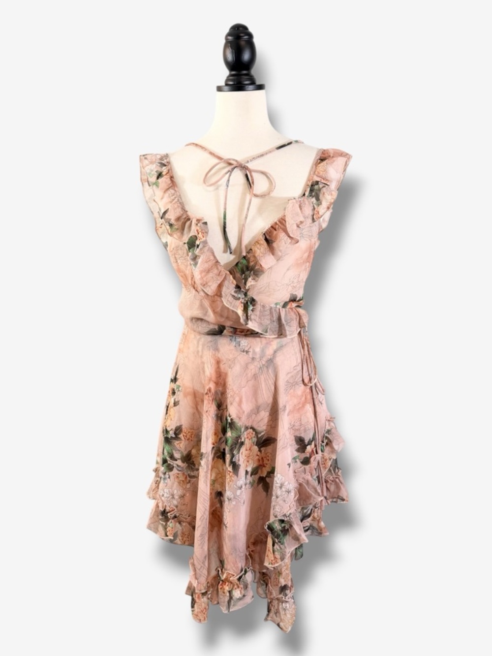 Current Mood Wildflower Dreams Wrap Dress Pink Floral Size L Fairy Cottage Boho